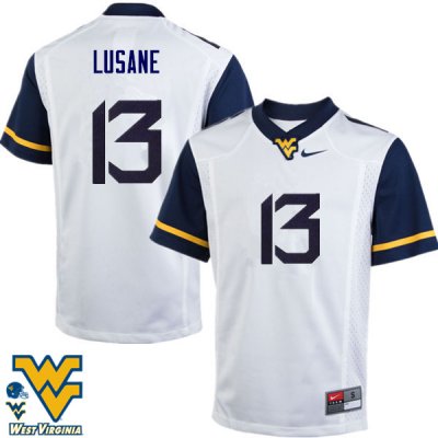 Men's West Virginia Mountaineers NCAA #13 Rashon Lusane White Authentic Nike Stitched College Football Jersey IG15O53XH